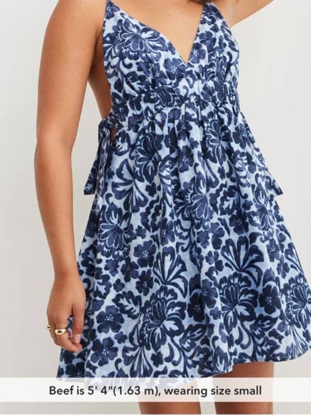 Aerie Blue Floral Slip Dress with Side Ties - Women's Size Medium